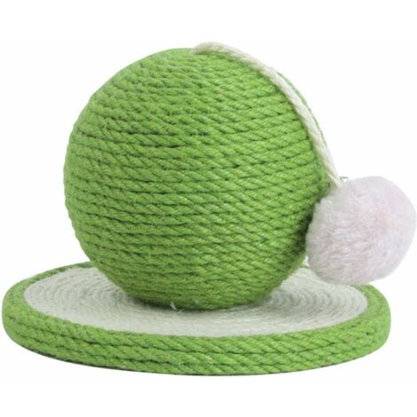 Katzenspielzeug, großer Kratzball, stilvoller Katzenkratzer aus natürlichem Sisal, Katzenkratzer und Kratzbrett mit Plüsch-Katzenball + Glocke für Katzen und Kätzchen, Grün