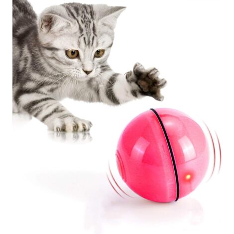 Katzenspielzeug, Spielzeugball mit LED-Licht, automatische 360-Grad-Drehung und USB-Aufladung, interaktives Katzenspielzeug, für Haustiere, Hunde, Kätzchen (rot)