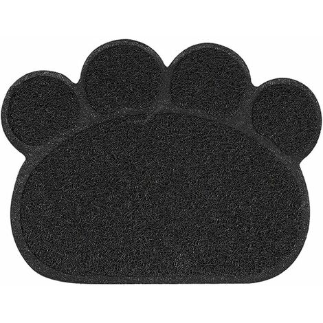 Katzenstreu-Matte mit Pfotenabdruck, Fressnapf, Tischset, rutschfeste Katzenbettmatte, wasserdichte Katzenstreu-Trapper-Matte, Katzenzubehör, 30 x 40 cm (schwarz)