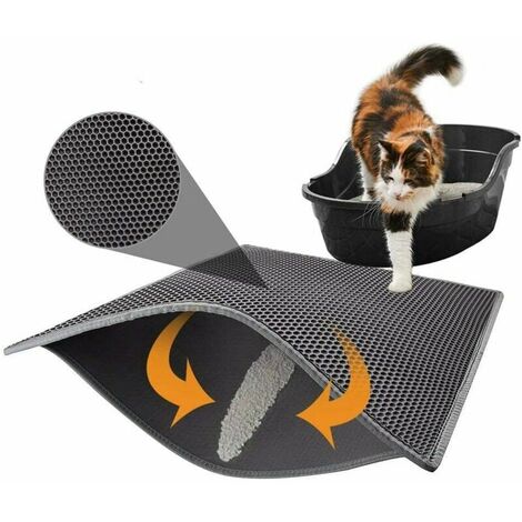 Katzenstreumatte, Katzenstreu-Abdeckung, EVA, wasserdichte Schicht, doppellagiges Wabendesign für Welpen, für Zuhause und draußen, verschiedene Größen (30–30 cm)