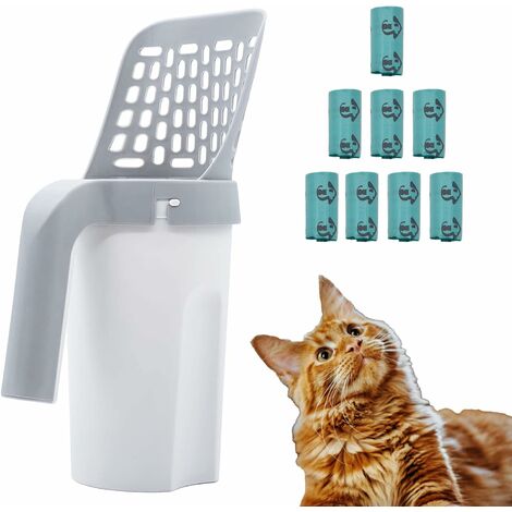 Katzenstreuschaufel Abnehmbare Kotschaufel (90 Stück Mülltüten gratis)