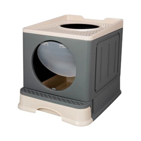Katzentoilette,mit Katzentoilettenschaufel,Leicht zu Reinigen,34×45×39cm,grau