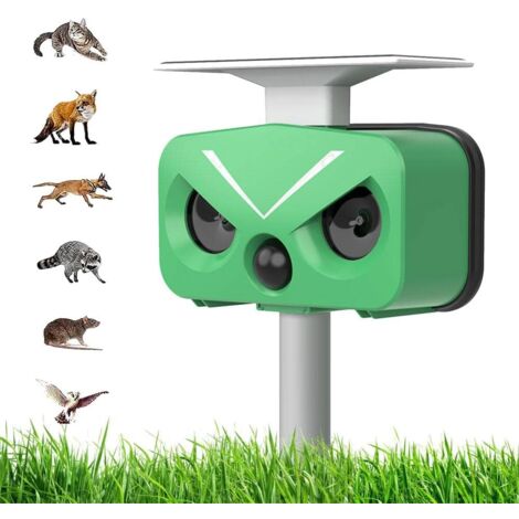 Katzenvertreiber, solarbetriebener Ultraschall-Vertreiber, IP66 wasserdicht, einstellbare Frequenz, um Tiere fernzuhalten, 5 Modi einstellbar, Ultraschall-Tiervertreiber