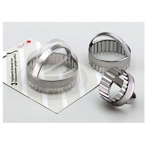 Kaufgut 041224 Set 3 Tagliapasta Inox Festonato 5-7-8cm Eva