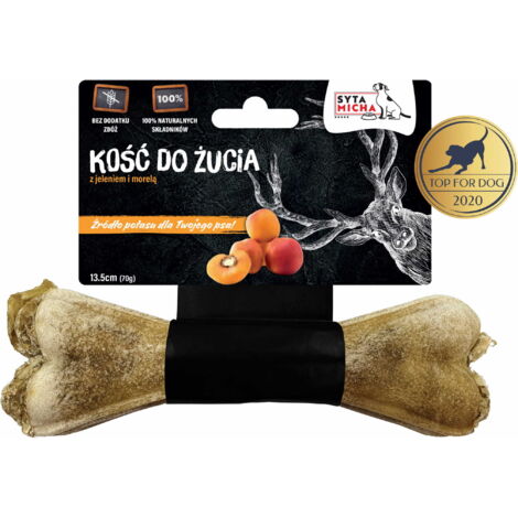 Kauknochen-Schale mit Hirsch-, Rind- und Aprikosenfüllung