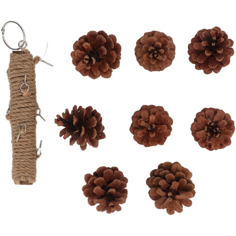 Kauspielzeug für Papageien in Form eines Kiefernzapfens mit Metallhaken, 20 cm – für Schnabel und Unterhaltung
