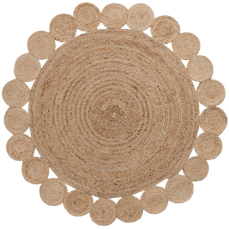 

Alfombra Cross redonda Ø 150 cm de yute natural trenzada a mano - Kave Home