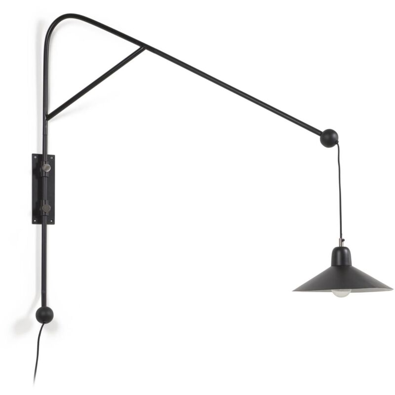 

Kave Home - Aplique de pared Eleazar de metal con acabado pintado negro
