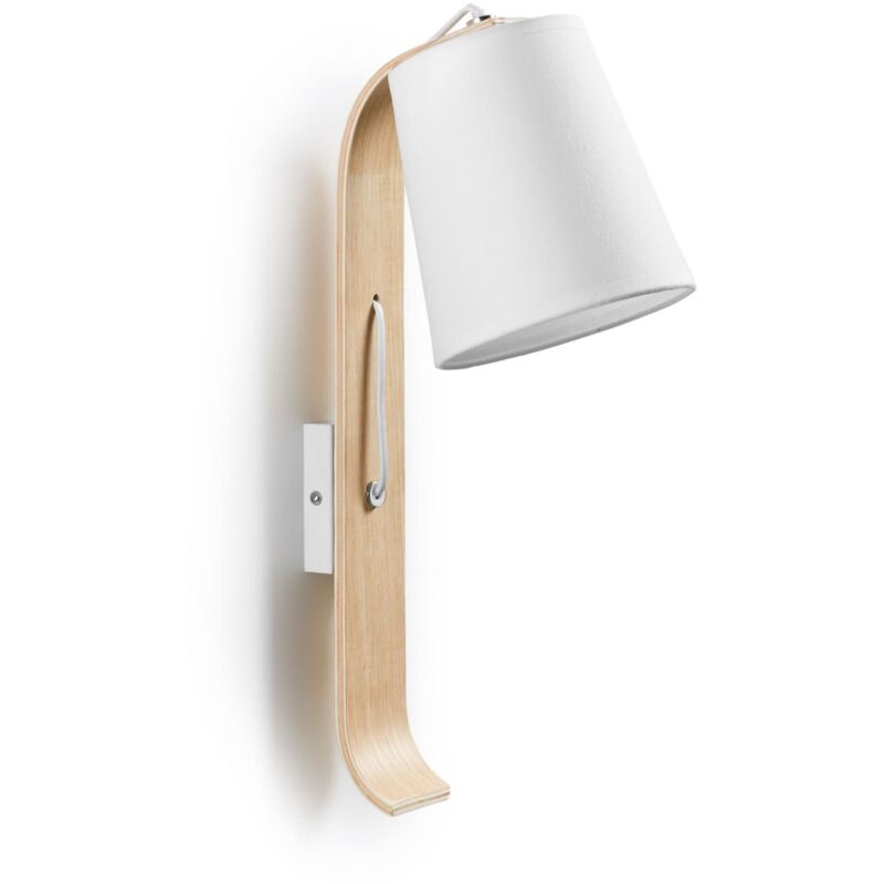 

Kave Home - Aplique de pared Repcy blanco de madera maciza de haya y algodón 100%