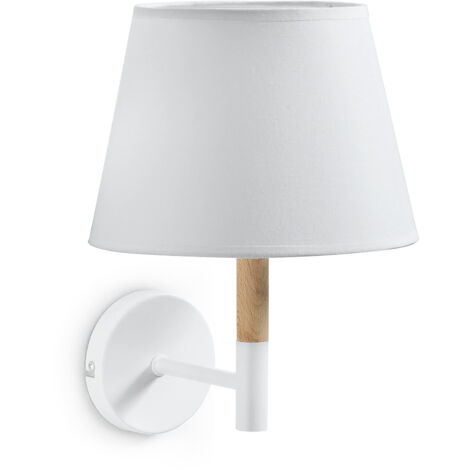 Kave Home - Applique Orsblanc en bois massif de hêtre, acier et 100% coton - Blanc