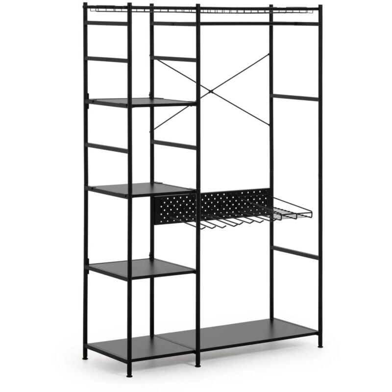

Kave Home - Armario abierto Storn negro 120 x 182 cm de acero