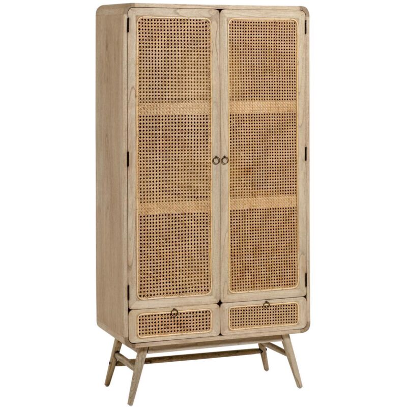

Armario Nalu de madera maciza de mindi y ratán 90 x 175 cm - Kave Home