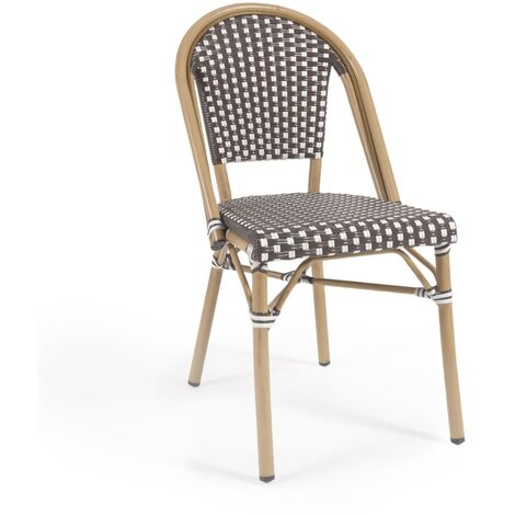Kave Home - Chaise de jardin style bistrot Marilyn en aluminium et rotin synthétique marron et blanc - Marron
