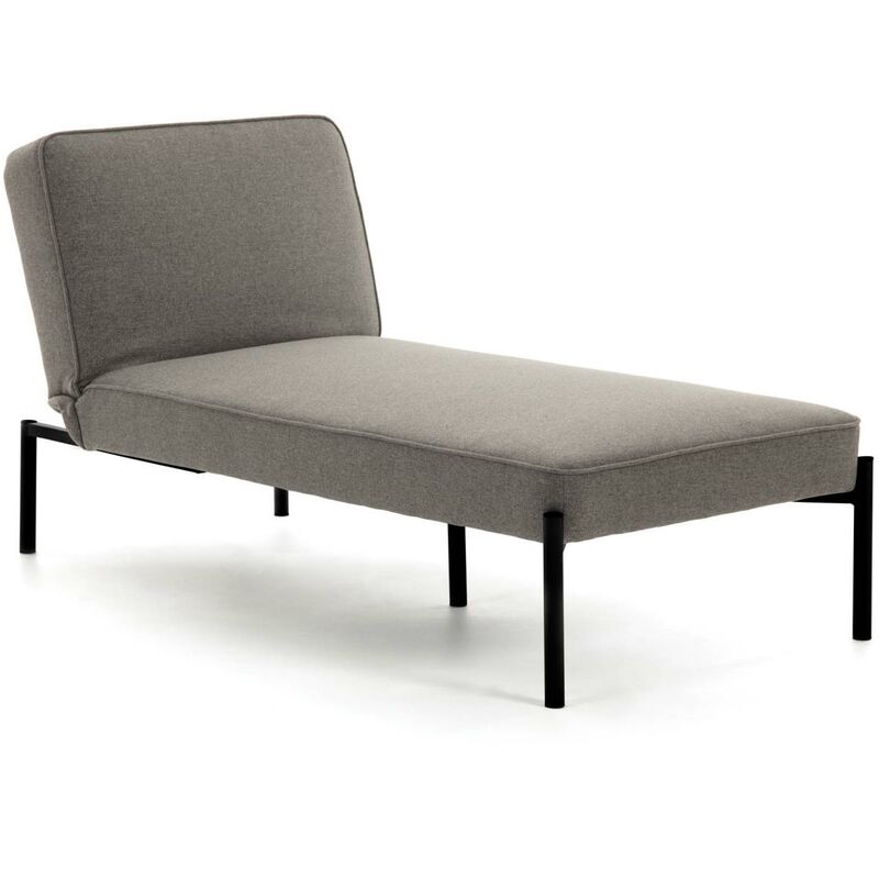 

Kave Home - Chaise longue Nelki gris con patas de acero en negro