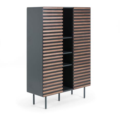 Credenza alta Mailen 2 porte in impiallacciatura di frassino con