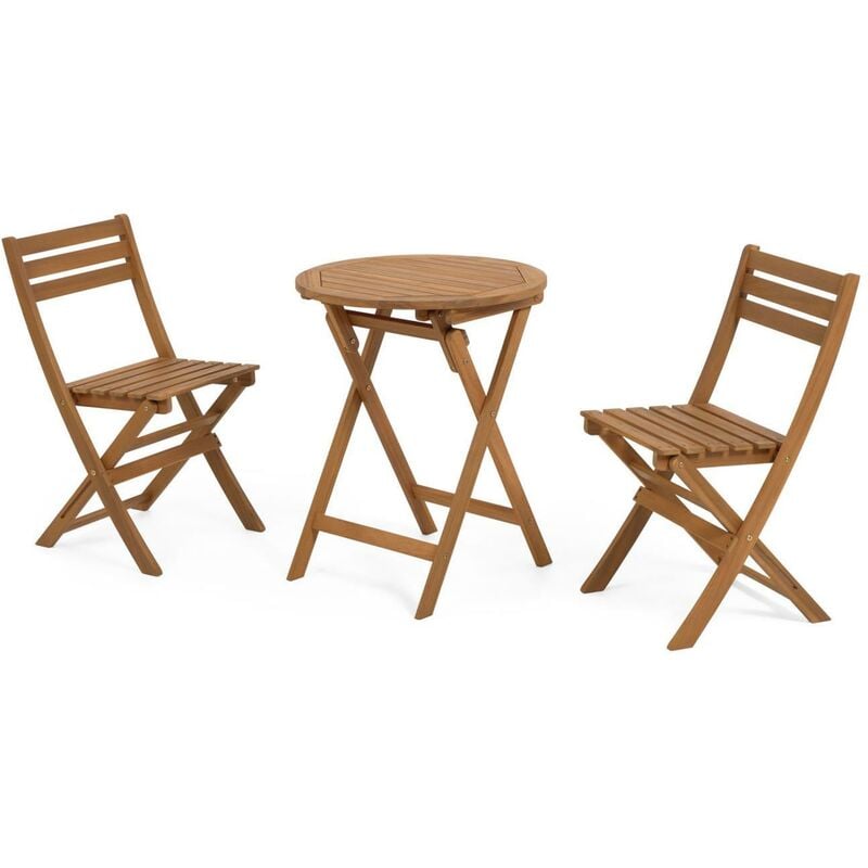 Kave Home - Ensemble Elisia de table et chaises pliantes de jardin en bois d'acacia FSC 100% - Marron