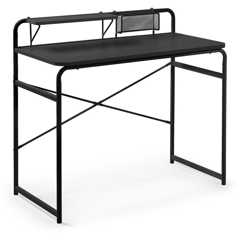 

Escritorio Foreman negro rectangular 98 x 46 cm de acero con espacio de almacenaje - Kave Home