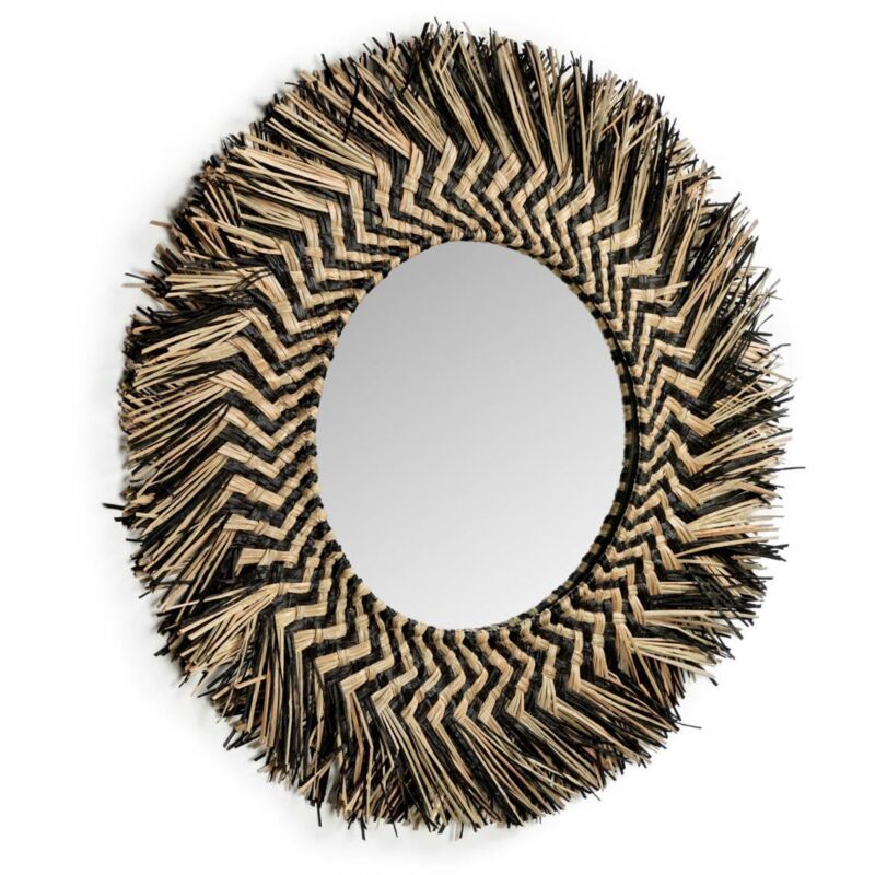 

Kave Home - Espejo de pared Takashi negro redondo Ø 60 cm de fibras naturales