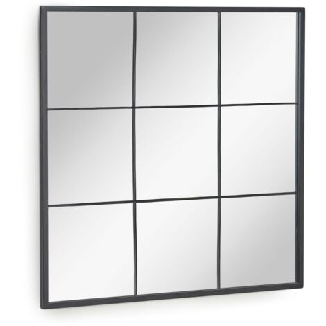 Kave Home - Espejo de pared Ulrica metal negro 80 x 80 cm