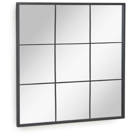 Kave Home - Espejo de pared Ulrica metal negro 80 x 80 cm - Negro