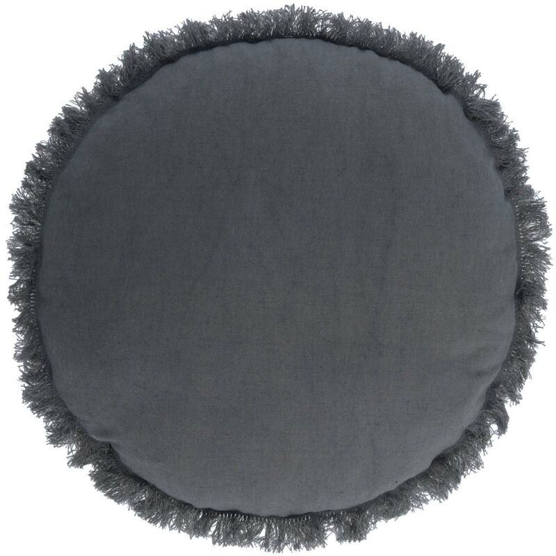 

Kave Home - Funda cojín Clarice de algodón y lino azul Ø 45 cm