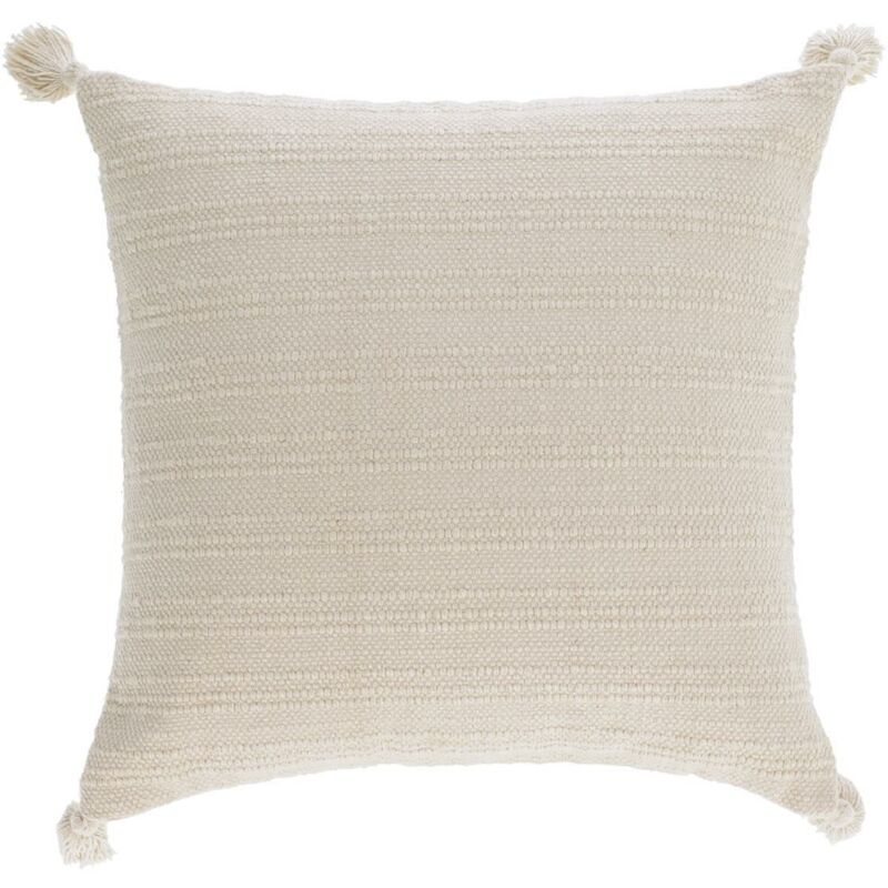 

Kave Home - Funda cojín Devi con borlas blanco 45 x 45 cm