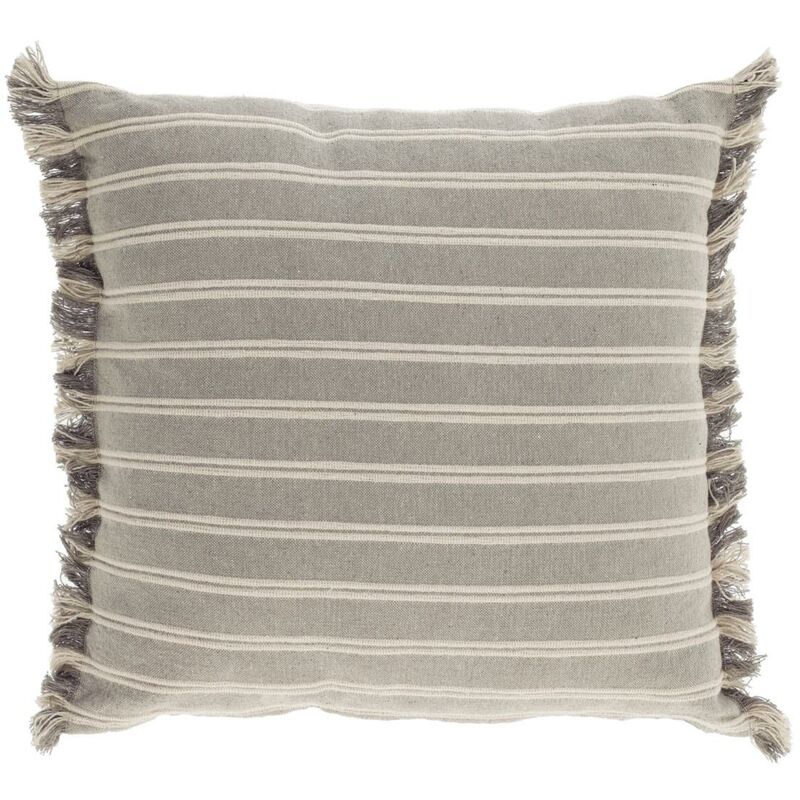 

Kave Home - Funda cojín Sweeney 100% algodón rayas blanco y gris 45 x 45 cm