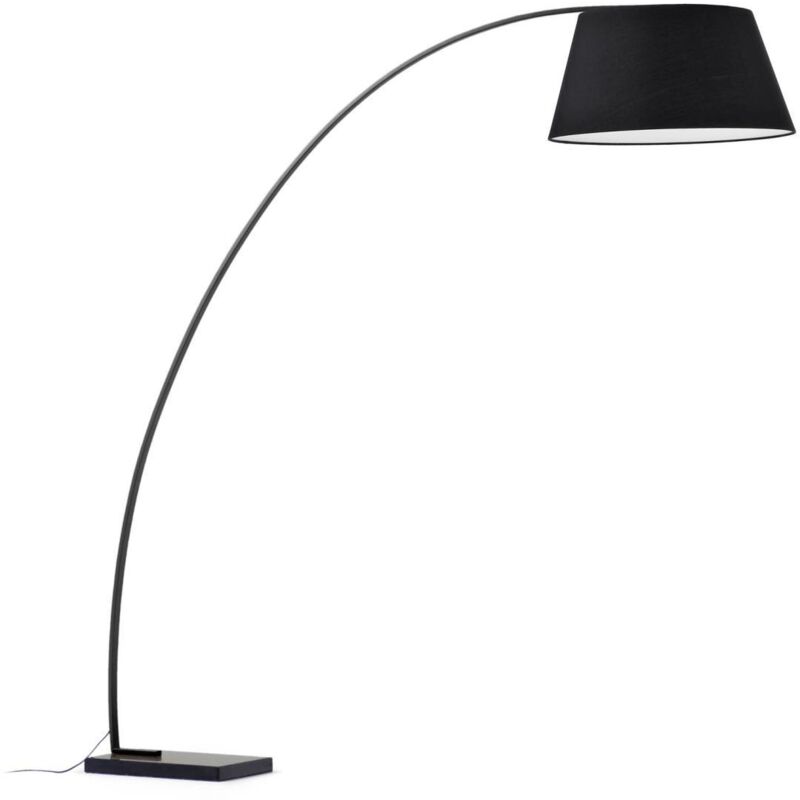 Kave Home - Lampadaire Juhe noir en acier et base en marbre - Noir