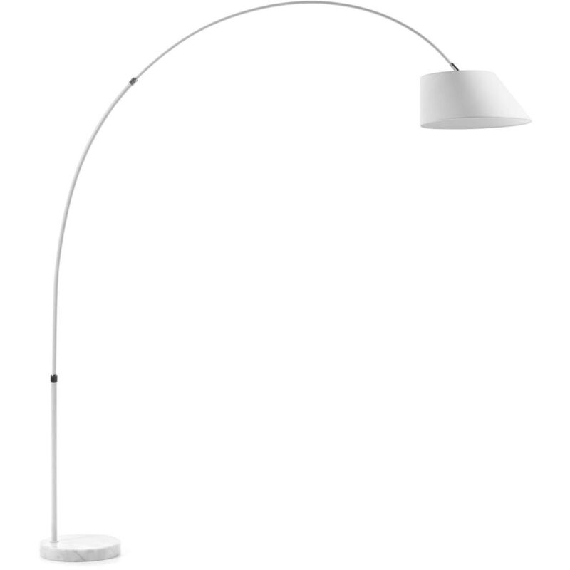 Lampadaire May blache en acier, 100% coton et base en marbre - Blanc - Kave Home