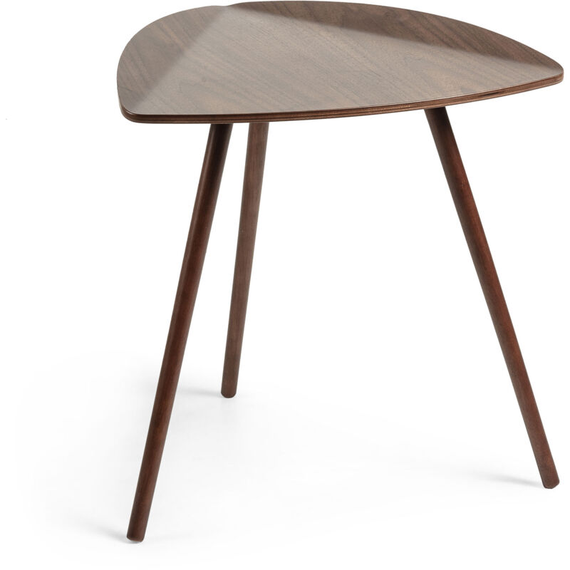 

Kave Home - Mesa auxiliar Damasc rectangular 45 x 47 cm chapado en madera de nogal y patas de caucho