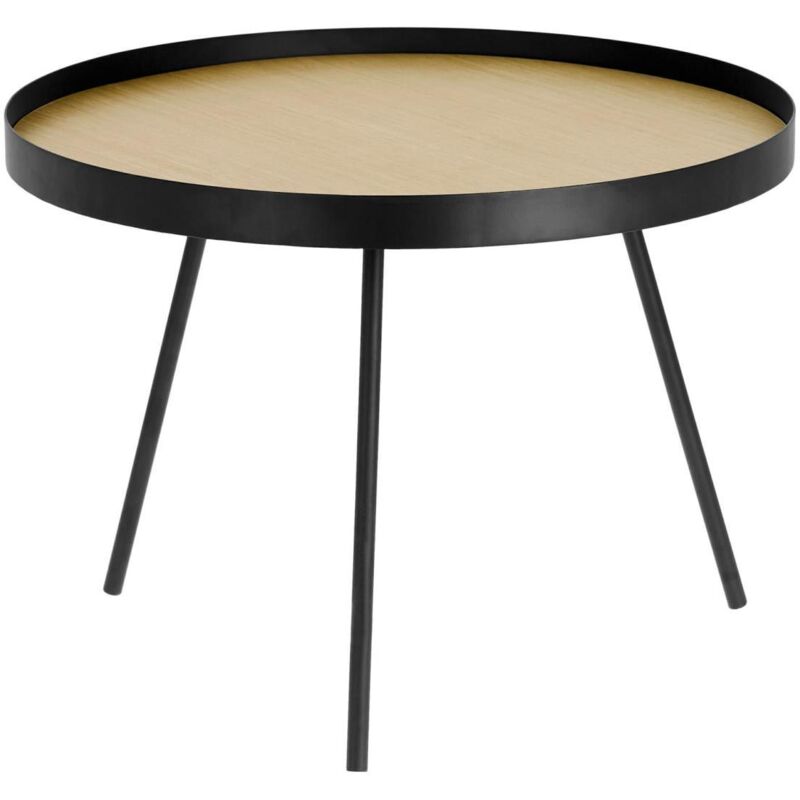 

Kave Home - Mesa auxiliar Nenet redonda Ø 84 cm en MDF y estructura de acero en negro