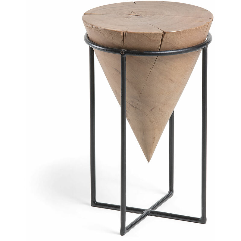 

Kave Home - Mesa auxiliar Rawra redonda Ø 31 cm de madera de acacia con estructura de acero en negro