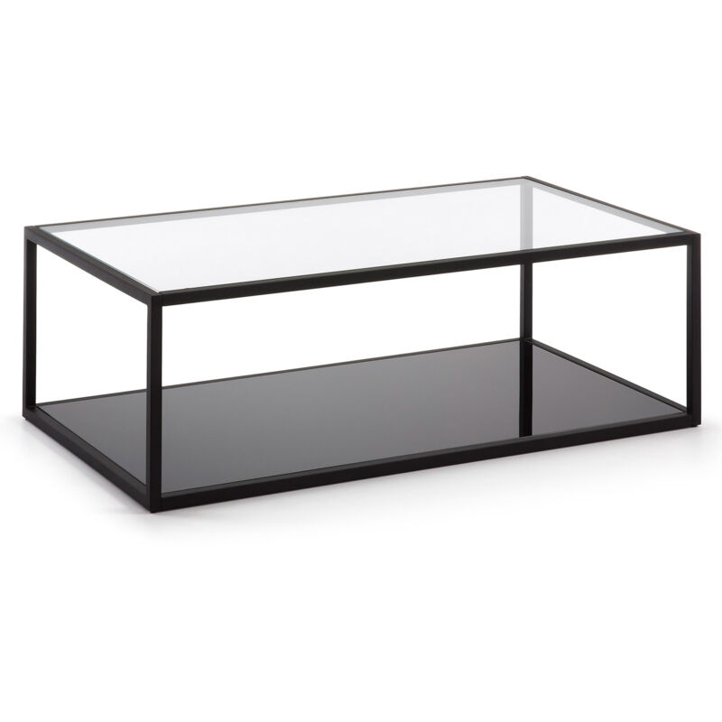 

Mesa de centro Blackhill negra rectangular 110 x 60 cm de cristal templado y estructura de acero - Kave Home