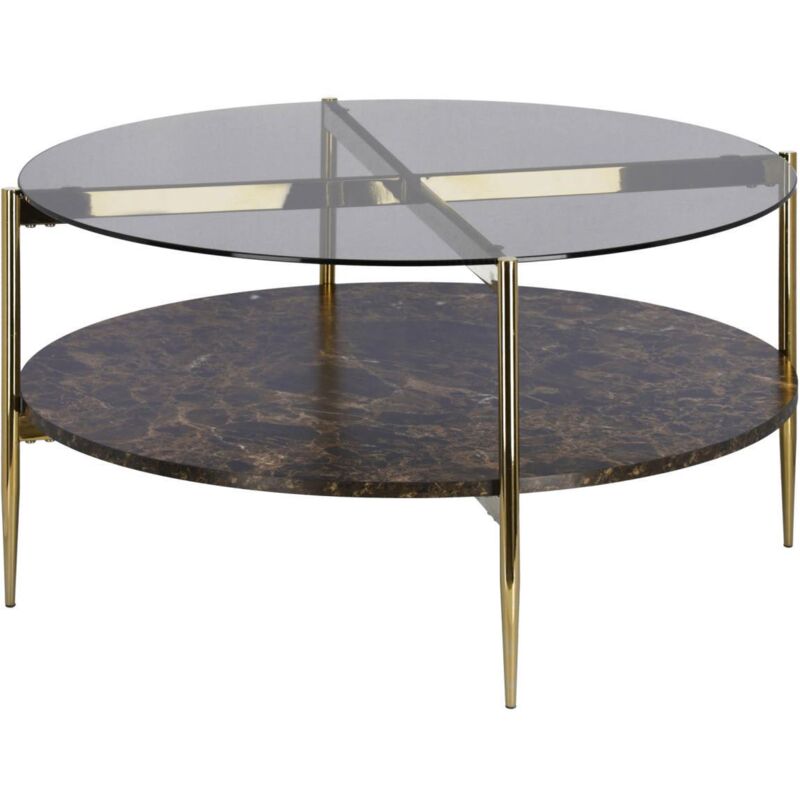 

Mesa de centro Kamilah redonda Ø 84 cm de cristal templado y patas de acero en dorado - Kave Home