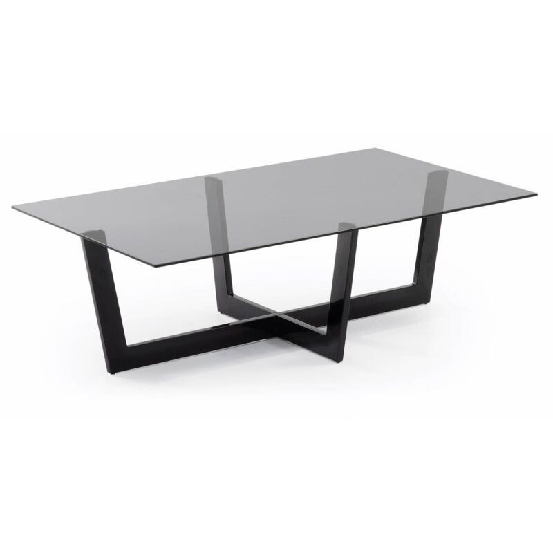

Mesa de centro Plam transparente rectangular 120 x 70 cm de cristal templado y patas de acero en negro - Kave Home