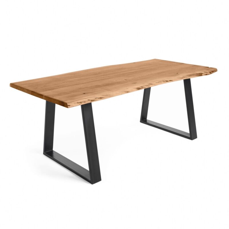 

Kave Home - Mesa de comedor Alaia rectangular 200 x 95 cm de madera maciza de acacia y patas de acero en negro