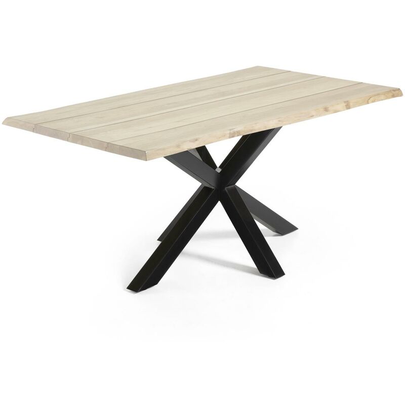 

Kave Home - Mesa de comedor Argo rectangular 160 x 90 cm de madera de roble y patas de acero en negro