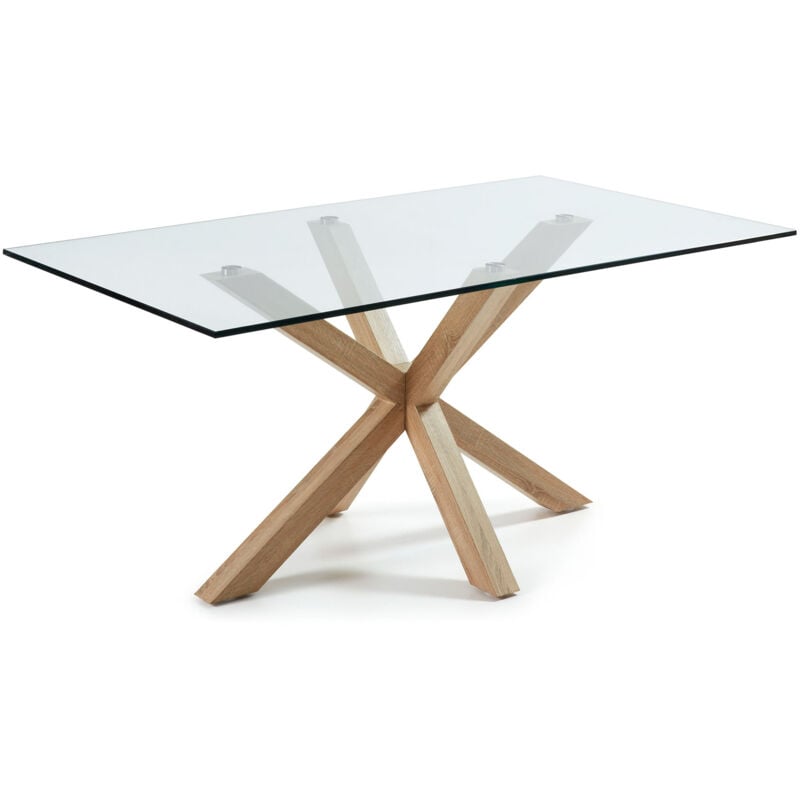 Kave Home - Mesa de comedor Argo rectangular 180 x 100 cm de cristal y patas de acero