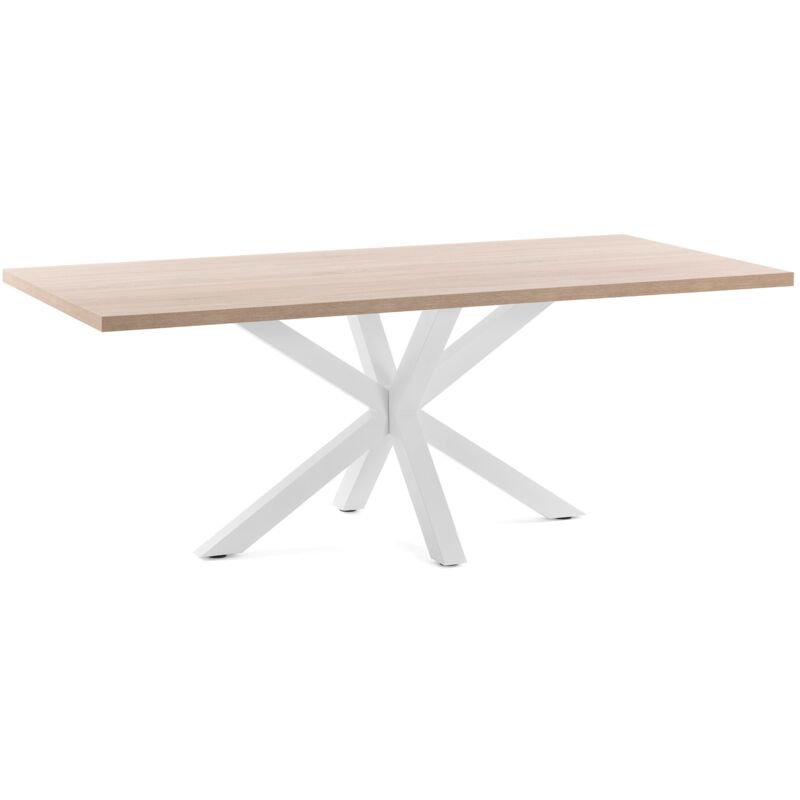 Kave Home - Mesa de comedor Argo rectangular 160 x 100 cm de melamina y patas de acero en blanco