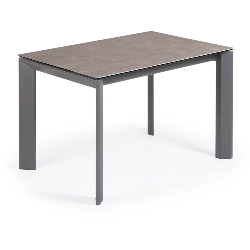 

Mesa de comedor extensible Axis rectangular 120 (180) x 80 cm de porcelana Vulcano Ce con patas de acero en grafito - Kave Home