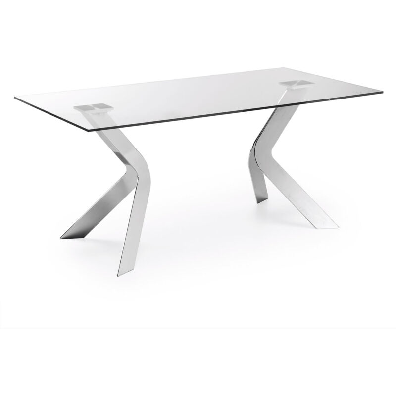 

Kave Home - Mesa de comedor Westport rectangular 180 x 90 cm de cristal y patas de acero