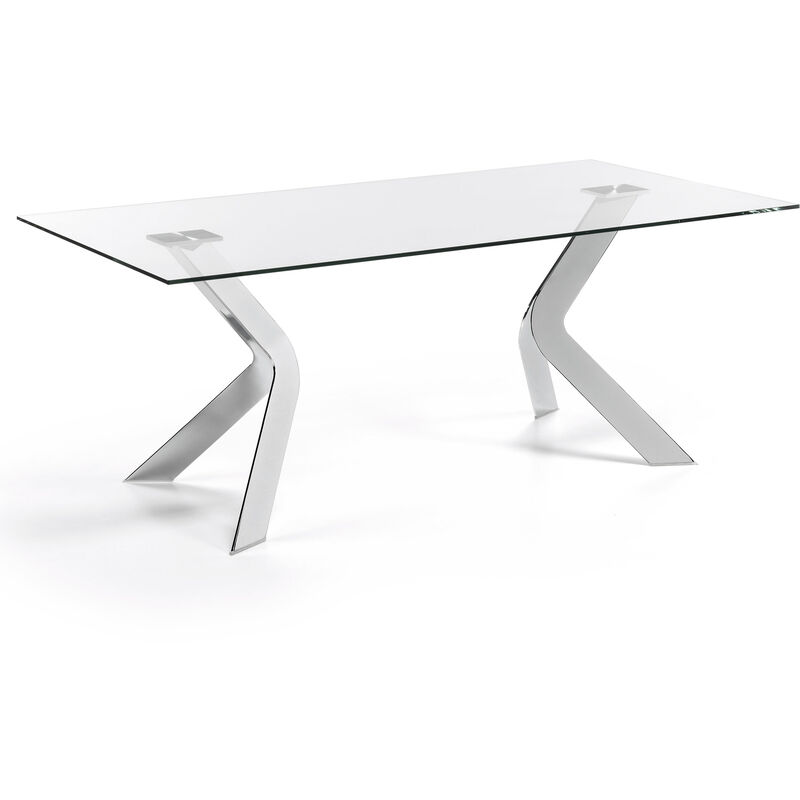 

Kave Home - Mesa de comedor Westport rectangular 200 x 100 cm de cristal y patas de acero