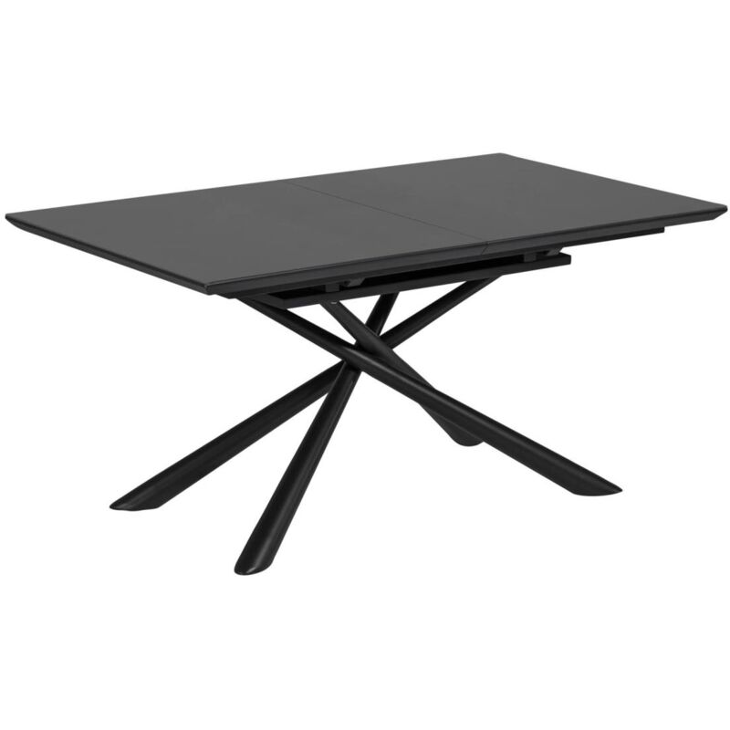 

Kave Home - Mesa extensible Theone de cristal y patas de acero acabado negro 160 (210) x 90 cm