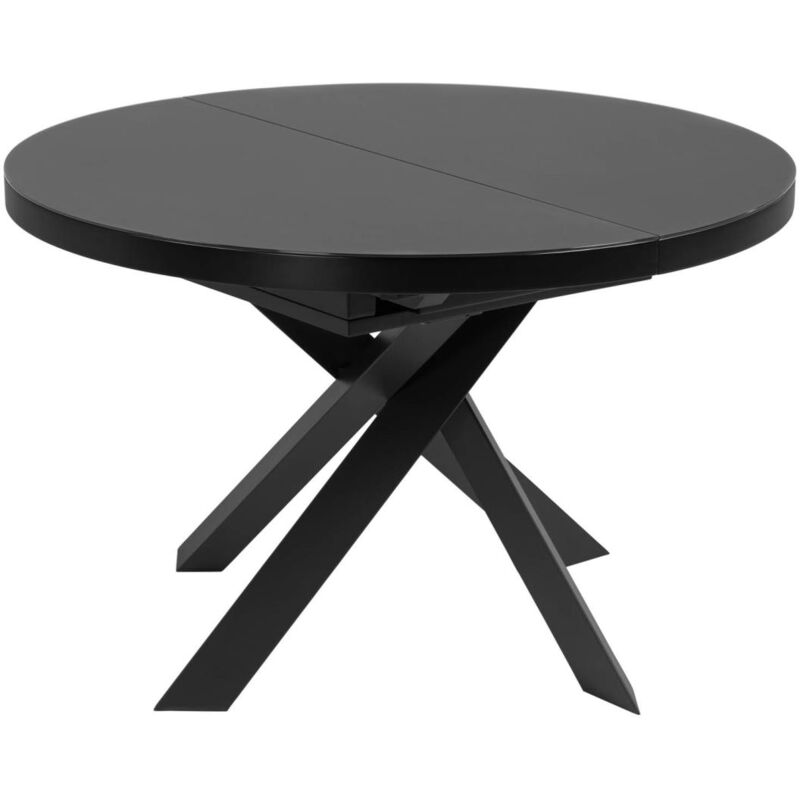 

Mesa extensible redonda Vashti de cristal y patas de acero acabado negro Ø 120 (160) cm - Kave Home