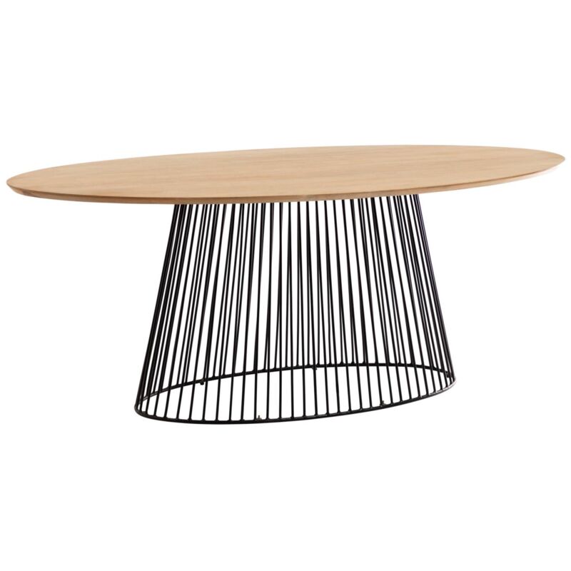 

Mesa Leska madera maciza de mango y pie de acero acabado negro 200 x 110 cm - Kave Home