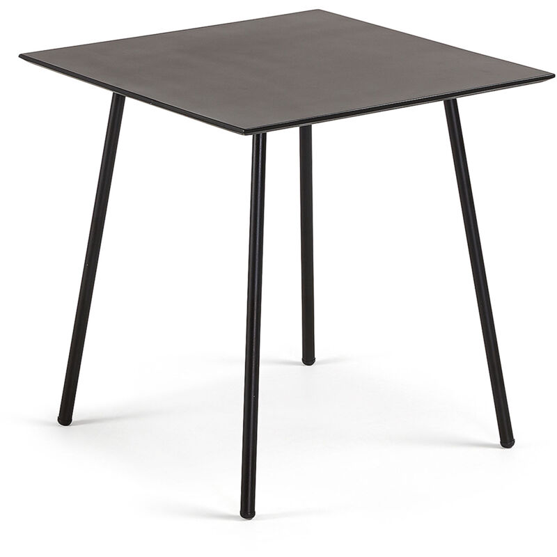 

Kave Home - Mesa Mathis fibra de cemento con patas de acero acabado negro 75 x 75 cm