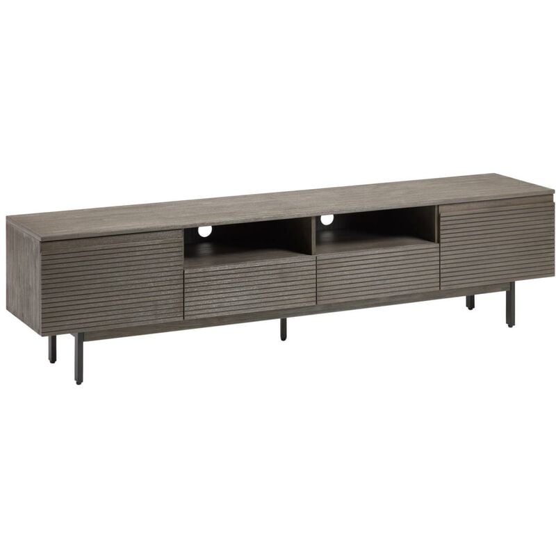 

Kave Home - Mueble de TV Indiann de madera maciza de acacia y acero acabado negro 210 x 45 cm