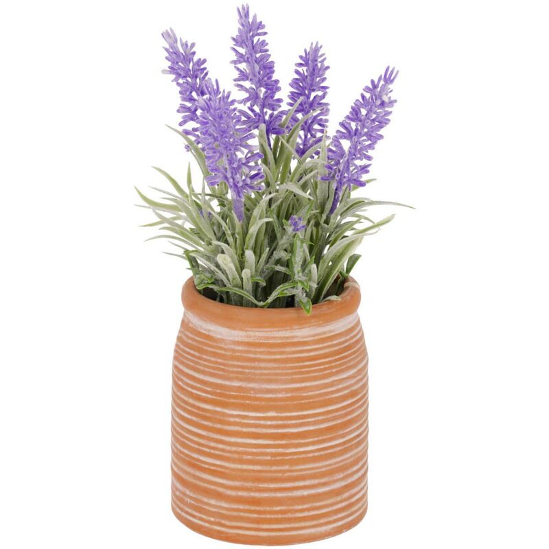 

Kave Home - Planta artificial Lavanda con maceta de cerámica marrón 22 cm