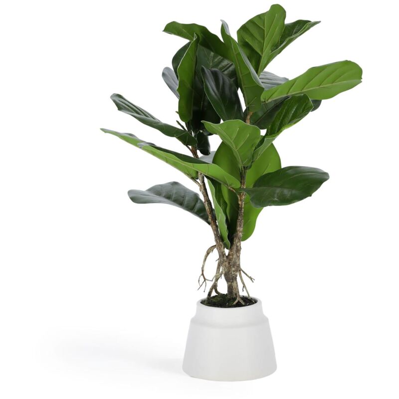 

Kave Home - Planta artificial Lyrata con maceta de cerámica blanco 60 cm