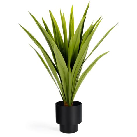 Kave Home - Planta artificial Yucca con maceta negro 80 cm